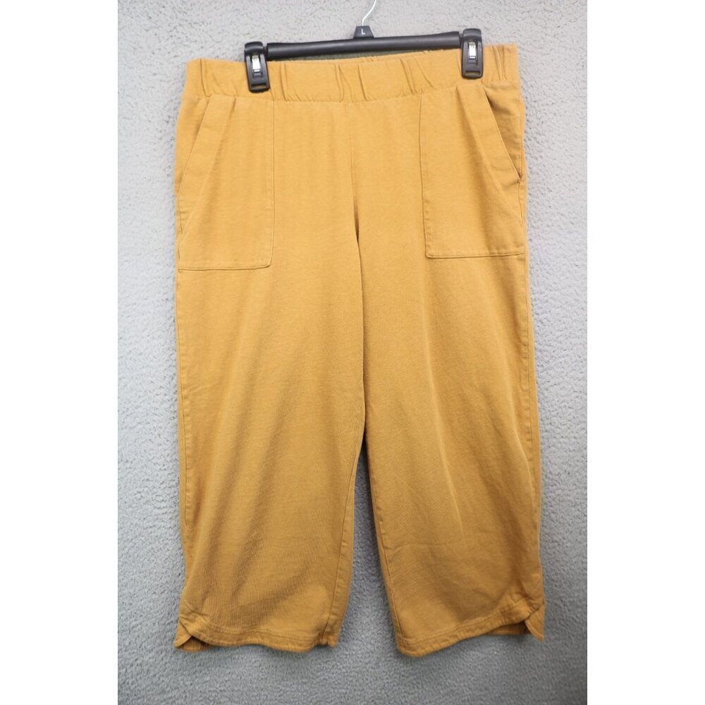 Pure Jill Pull On Tan Cropped Pants-Size Medium-Lagenlook-Linen Blend-Minimalist